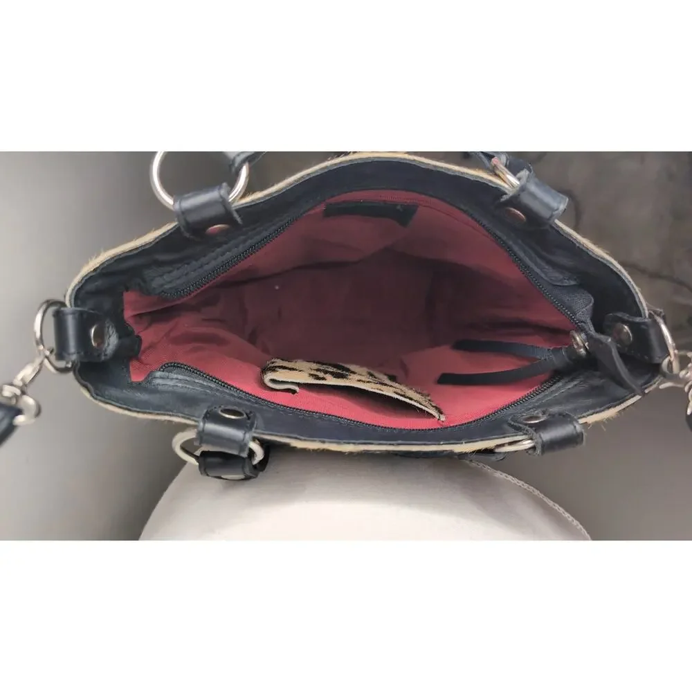 Maurizio Taiuti calf hair leopard leather convertible crossbody Italy - Picture 6 of 12